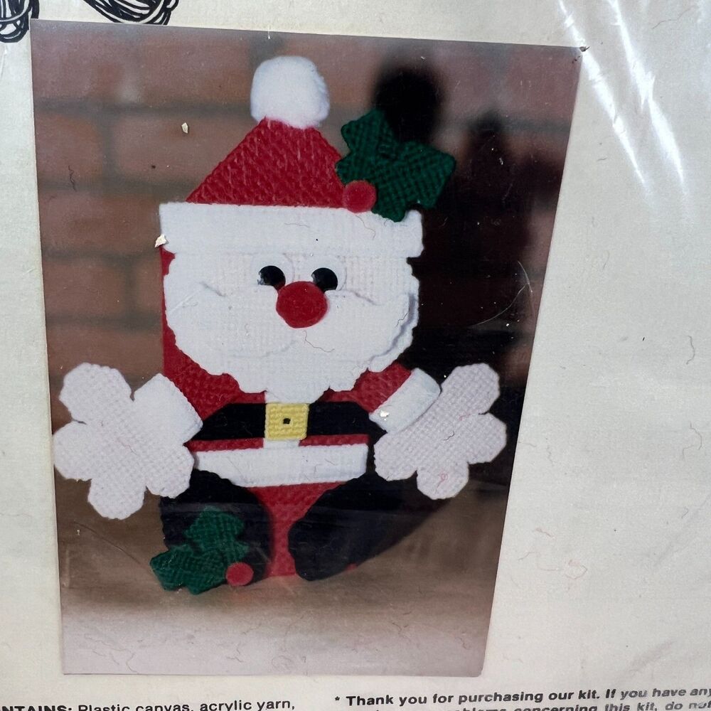 Plastic Canvas Door Stop Santa Christmas Needlepoint Kit NOS Unopened Holiday